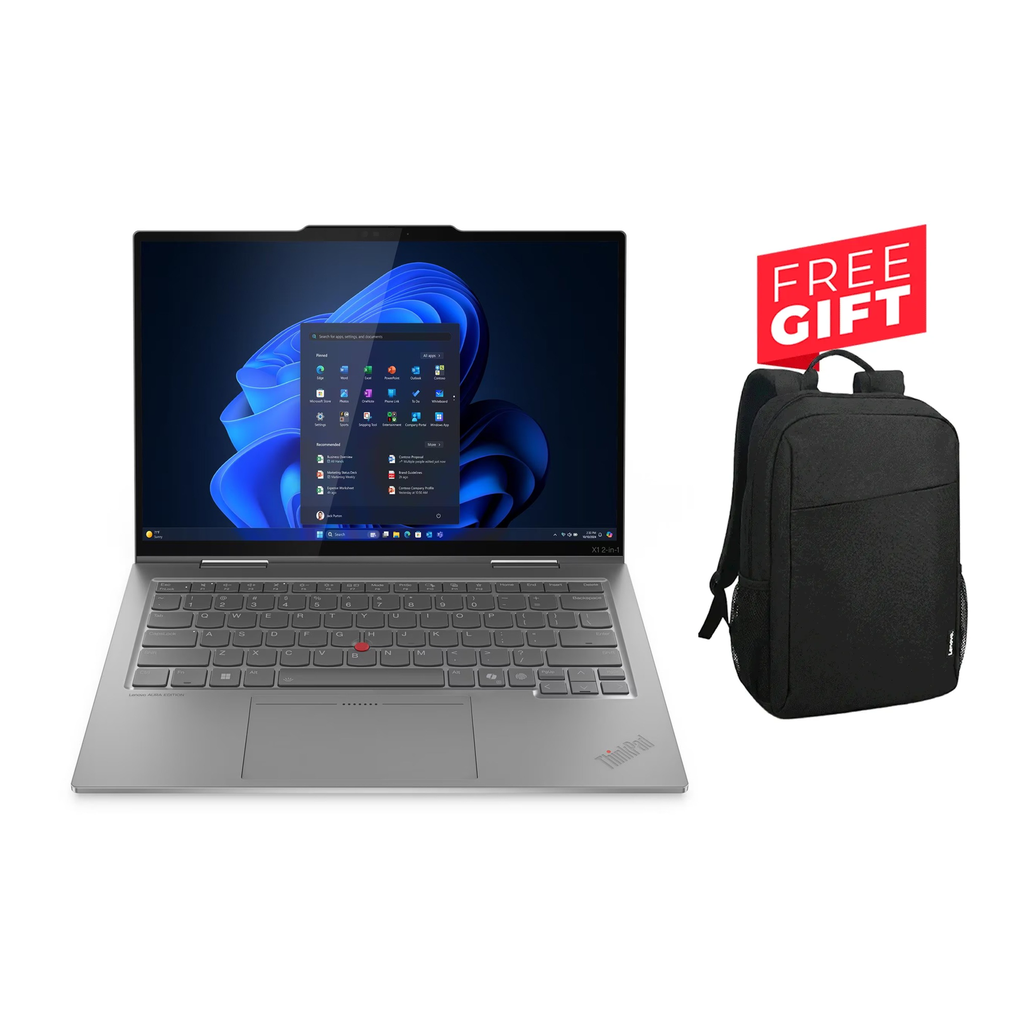 [21Q00008GR] Lenovo ThinkPad X1 2-in-1 Gen 10 Aura Edition, Intel Core Ultra 7 255U Processor, 32GB RAM, 1TB NVMe SSD, Integrated Intel® Graphics, 14" WUXGA IPS Multi-touch Display, Backlit Keyboard, Windows 11 Pro License + Free Gift Lenovo Laptop Bag