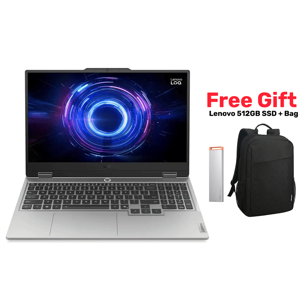 [83JE010BAX] Lenovo Loq Essential 15IRX11 Gaming Laptop, i7-13650HX Processor, 32GB D5 RAM, 1TB SSD NVMe, RTX 5070 8GB VGA, 15.6" FHD IPS 144Hz Display, White Backlit Keyboard, Windows 11 Pro (License) + Free Gift Lenovo 512GB SSD & Lenovo Laptop Bag