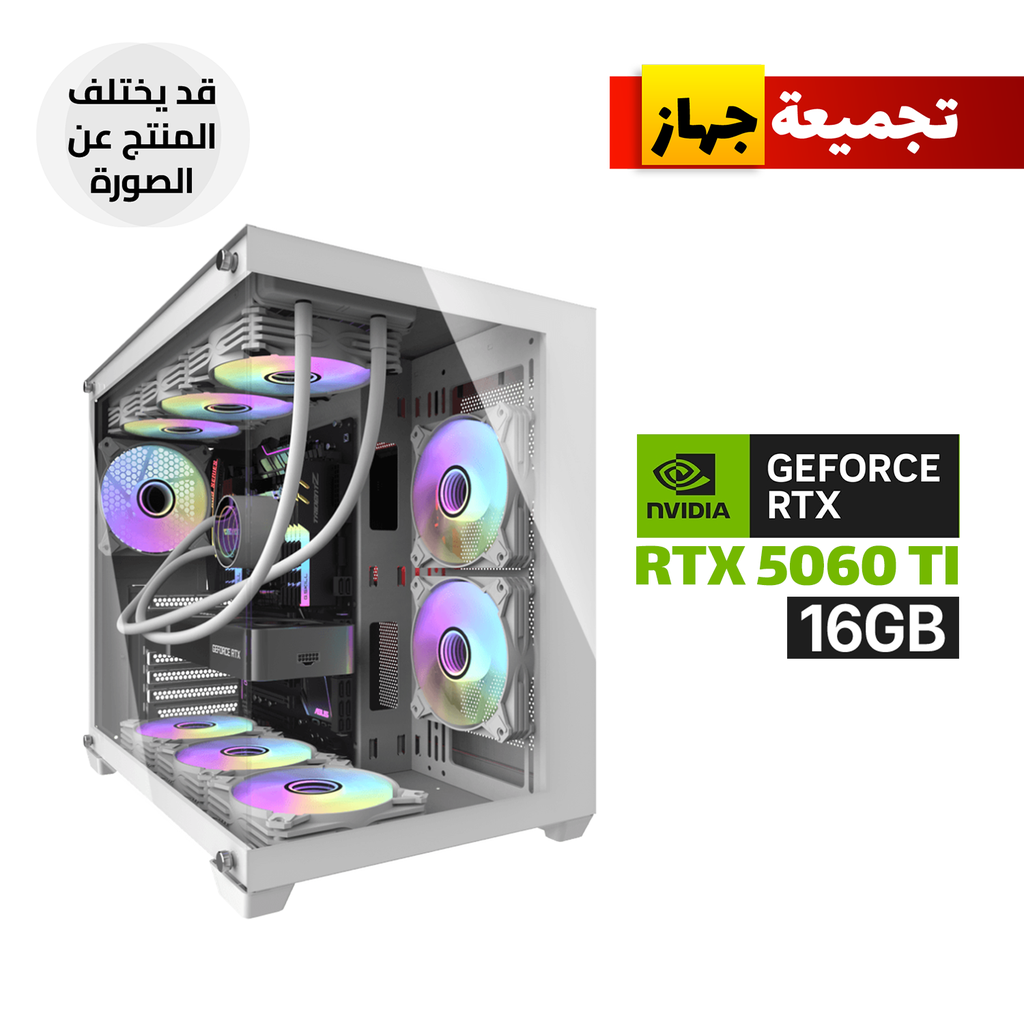 [DC-C285P-W-CGPC] Gaming PC - Intel Core i7-14700F CPU, ASUS B760-F WIFI Motherboard, 16GB D5 RAM, 1TB SSD NVMe, RTX 5060 TI 16GB VGA White, 750 WATT BRONZ PSU, L240 Liquid Cooler White, DarkFlash Aigo C285P V2 Mid Tower Case with 7x ARGB Fans, Windows 11 Pro (License)