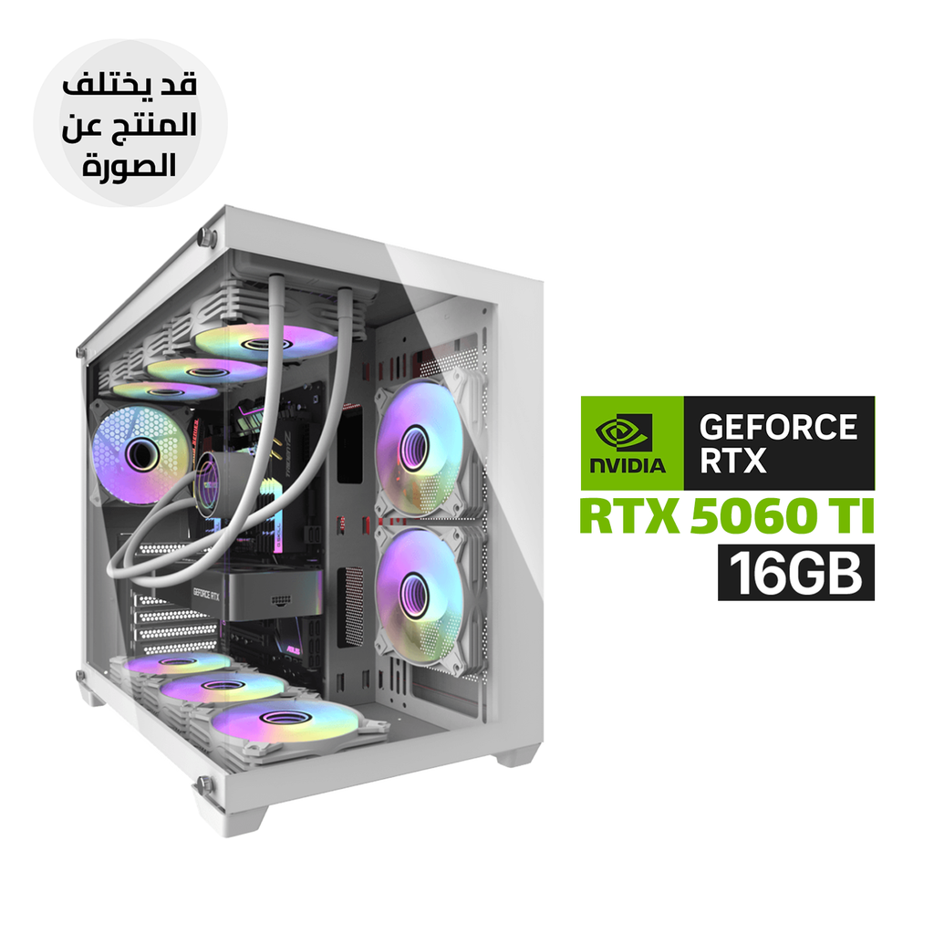 Gaming PC - Intel Core i7-14700F CPU, ASUS B760-F WIFI Motherboard, 16GB D5 RAM, 1TB SSD NVMe, RTX 5060 TI 16GB VGA White, 750 WATT BRONZ PSU, L240 Liquid Cooler White, DarkFlash Aigo C285P V2 Mid Tower Case with 7x ARGB Fans, Windows 11 Pro (License)