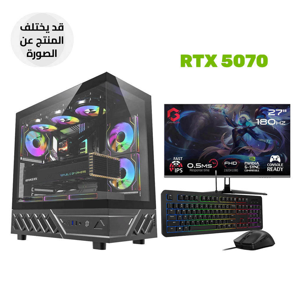 Gaming PC AMD Ryzen 5 9600X, B650M Motherboard, 16GB D5 RAM, 1TB NVMe SSD, RTX 5070 12GB GPU, L240 Liquid Cooler, 750W Gold PSU, Darkflash DS950 ATX Case, Windows 11 Pro + GameOn 27" FHD 180Hz HDMI 2.1 Monitor & KM310 RGB Combo