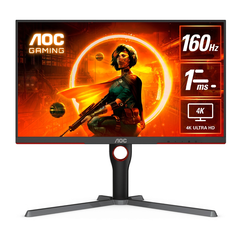 AOC UHD Gaming Monitor, 27’’ IPS Display Panel, 4K (3840 × 2160) Resolution, 160Hz Refresh Rate, 1ms Response Time, AdaptiveSync, DisplayHDR 400, HDMI 2.1 & Standard Ports | U27G3X/89