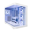Tortox Curvo Mid Tower Two Panel Front & Left Side Tempered Glass Case with 7 ARGB Fans - White