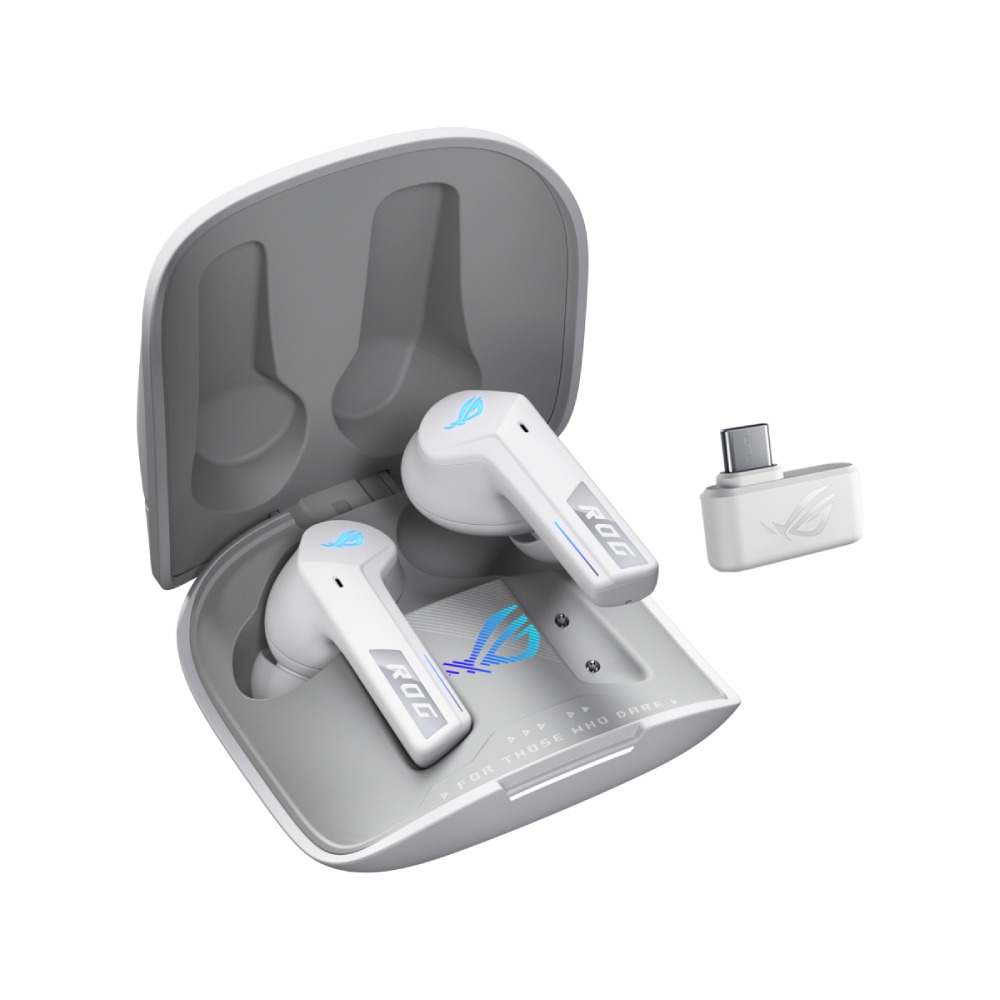 [90YH03Y0-BTUA10] Asus ROG Cetra Speed Nova True Wireless/Bluetooth In-Ear RGB Gaming Headphones, AI Microphones, Up to 46-Hours Battery - White