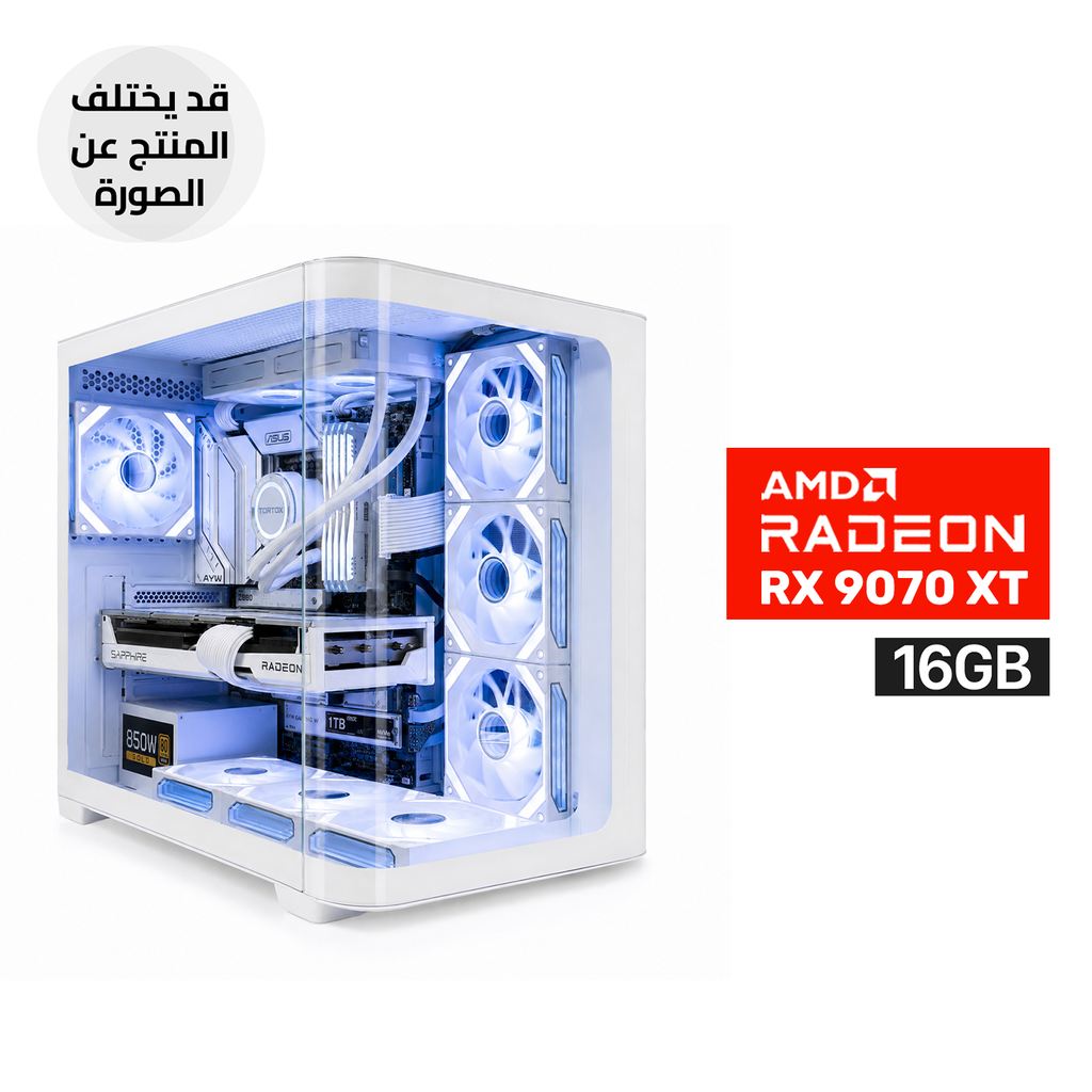 [CURVO-W-CGPC1] Gaming PC - Ultra 9-285K Processor, ASUS Z890 AYW GAMING WIFI W, 32GB RAM D5 (6000), 1TB SSD NVMe, Sapphire PURE AMD Radeon™ RX 9070 XT 16GB, 850 WATT GOLD PSU, L360 Liquid Cooler White, Tortox Curvo Mid Tower Case 7x Fans, Windows 11 Pro (License)