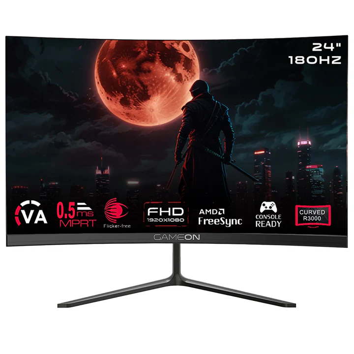 [GG21U] GAMEON GOC24F180VA 24" FHD, 180 Hz, MPRT 0.5 ms, HDMI 2.1, VA Panel Curved Gaming Monitor (مستعمل)