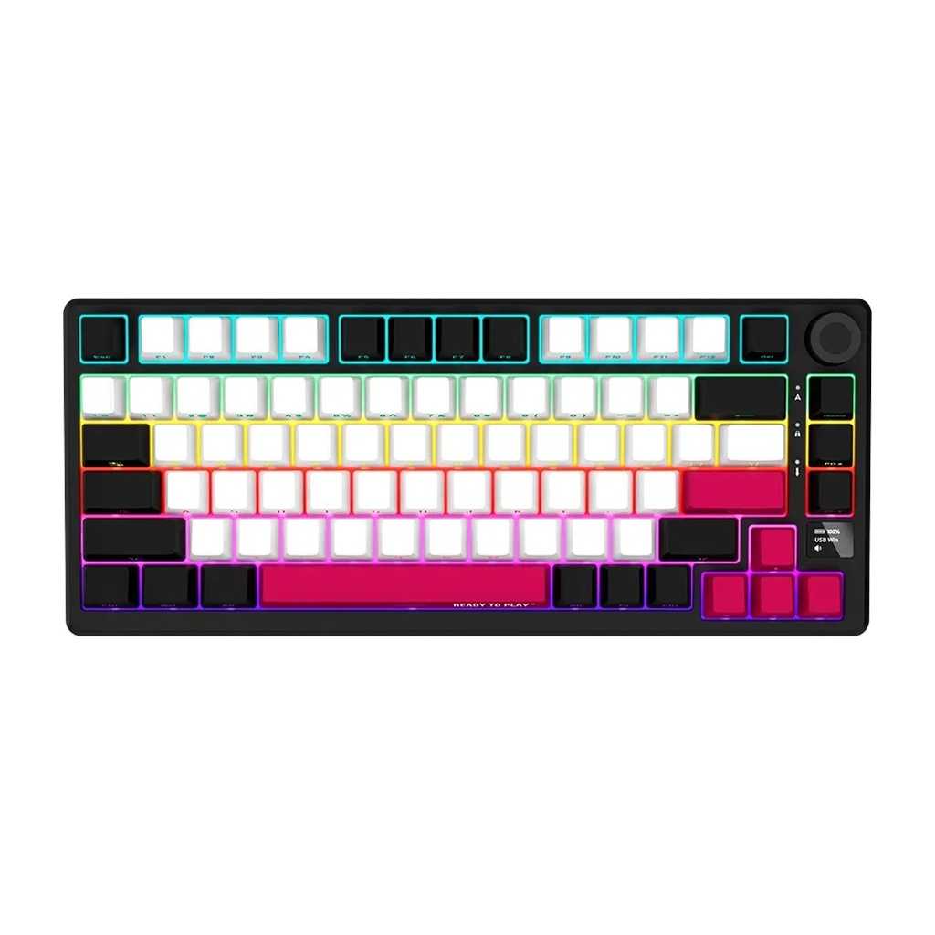 Lorgar Pro KBP7075W RGB 75% Wireless Mechanical Gaming Keyboard Toxic Purple Linear Switch EN Layout - Black
