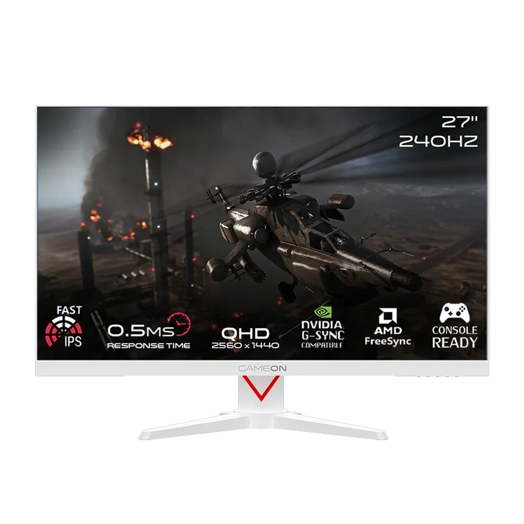 Gameon GOAD27QHD240IPS Dominator Series 27" 2K QHD Fast IPS 240Hz, MPRT 0.5ms, HDMI 2.1, Gaming Monitor (Supports PS5) -White"