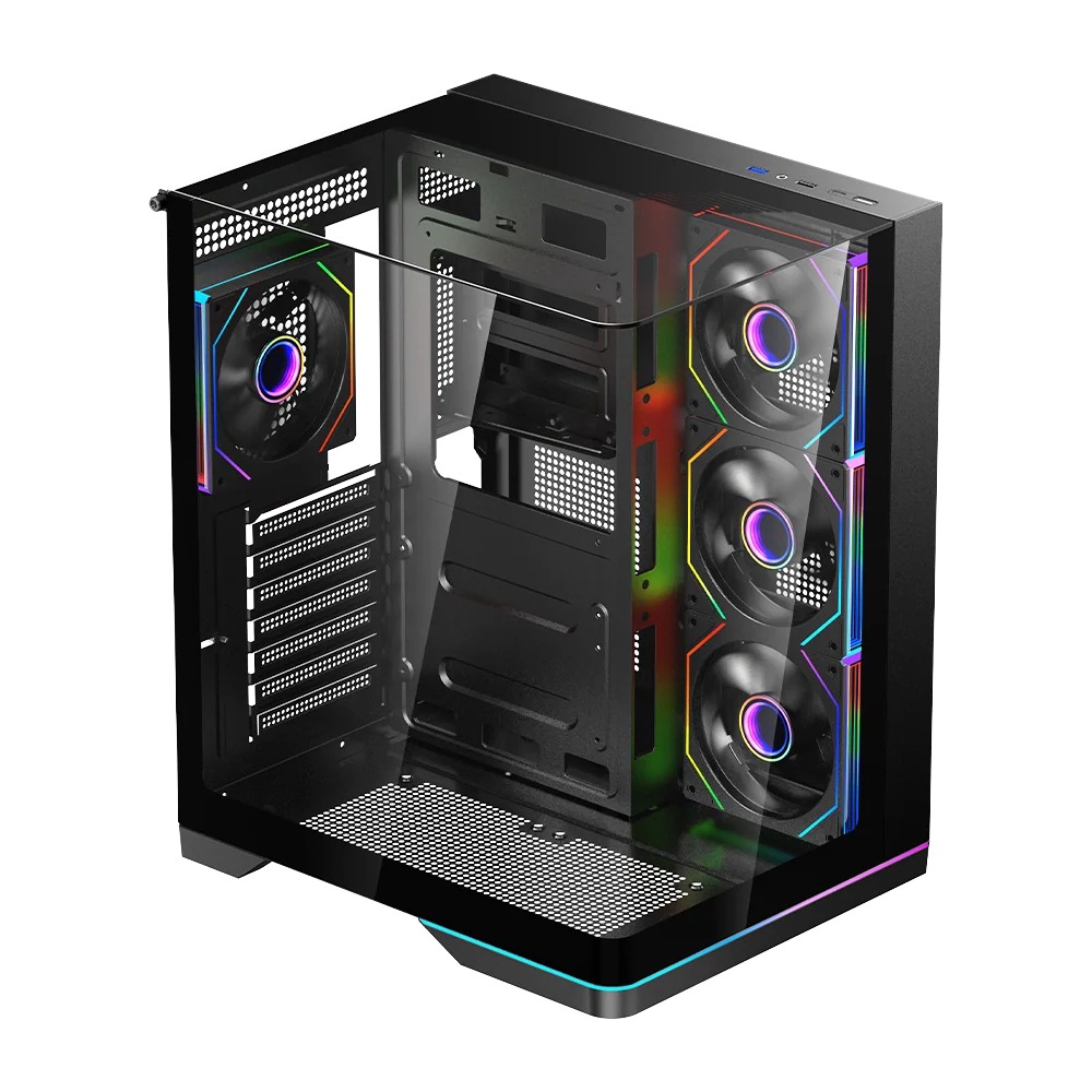 Gameon Valkyrie X Series Mid Tower Gaming Case - Black (4 Fans Included)