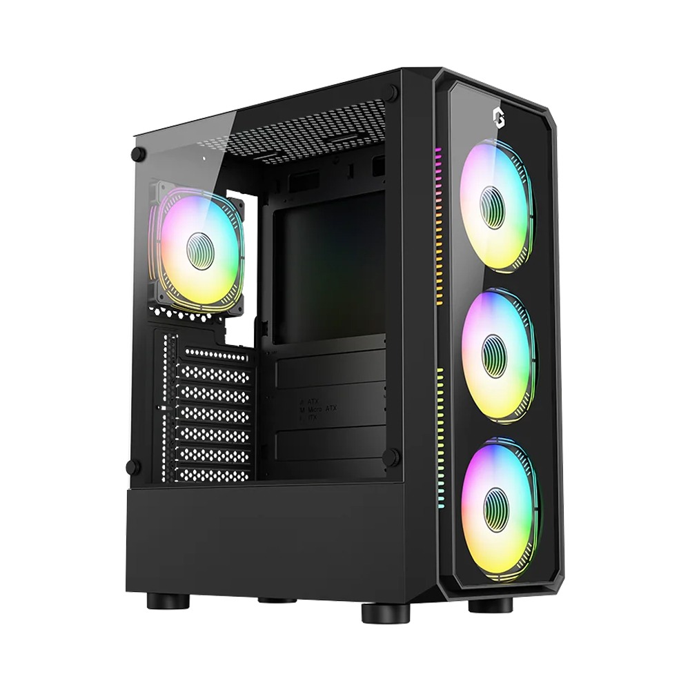 Gameon Emperor Midnight VX Series Mid Tower Gaming Case With 4 ARGB Fans - Black