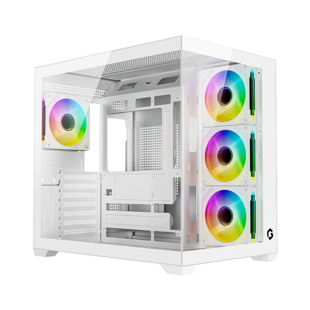 Gameon Emperor Arctic VX Series Mid Tower Gaming Case With 4 ARGB Fans - White