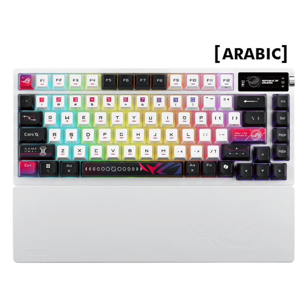 Asus Rog M704 Azoth X 75% Mechanical Wireless Gaming Keyboard, NX Snow V2 Switch - White (Arabic layout)
