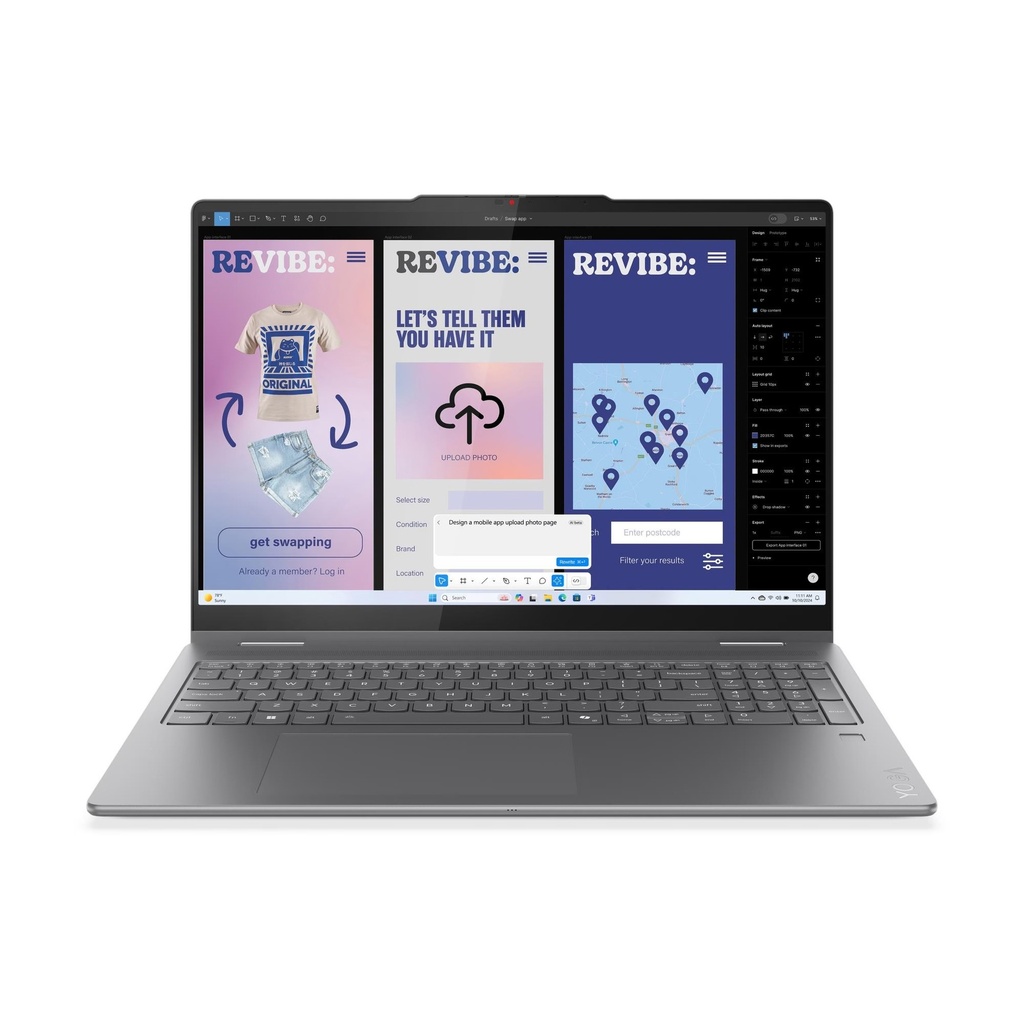 [83JT0047US] Lenovo Yoga 7 2-in-1 16ILL10 Touch Laptop, Intel Core Ultra 7 256V Processor, 16GB RAM, 512GB SSD, Integrated Intel Arc Graphics, 16" WUXGA IPS TouchScreen, Backlit Keyboard, Windows 11 Home, Luna Grey | 83JT0047US