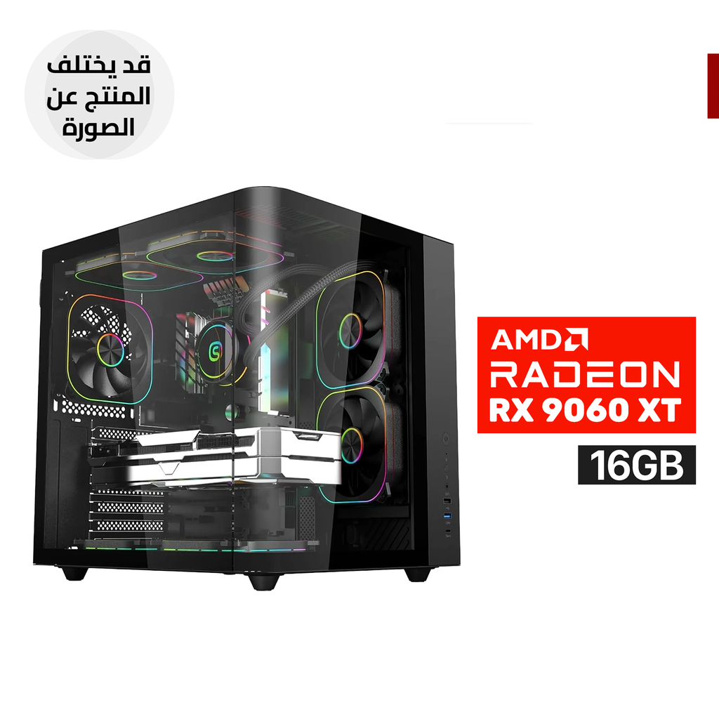 [CURVOMINI-B-CGPC] Gaming PC AMD Ryzen 5-9600X Processor, B650 Motherboard, 16GB DDR5 RAM, 1TB SSD NVMe, Asrock Radeon RX 9060 XT Challenger OC 16GB, 750 WATT PSU, L240 Liquid Cooler, TORTOX CURVO MINI Case 5x ARGB Fans, USB WI-FI Adapter, Windows 11 Pro (License)
