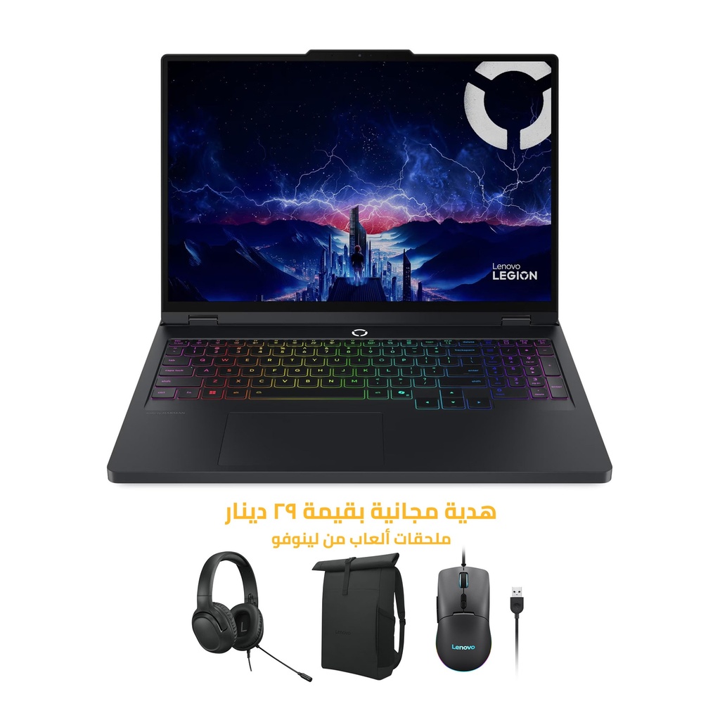 [83LY00N0AX] Lenovo Legion 5 15IRX10, i7-13650HX Processor, 32GB DDR5 RAM, 1TB SSD NVMe, RTX GeForce 5060 8GB Graphics, 15.1" WQXGA OLED 165Hz Display, 24-Zone RGB Backlit, Arabic Keybaord, Windows 11 Home, Eclipse Black (Free Gift Lenovo-Aio-Kit)