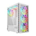 Twisted Minds Killstreak-03 Mid Tower Two Panel Front & Left Side Tempered Glass Case with 4 RGB Fans - White