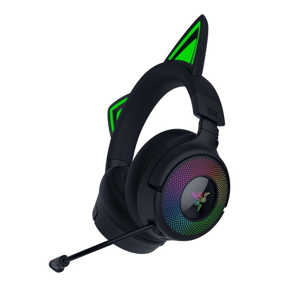Razer Kraken Kitty V3 Pro RGB Wireless/Bluetooth/Wired Gaming Headset, THX Spatial Audio, Reactive Cat Ears,Up to 70hrs Battery- For PC/PS5 - Black