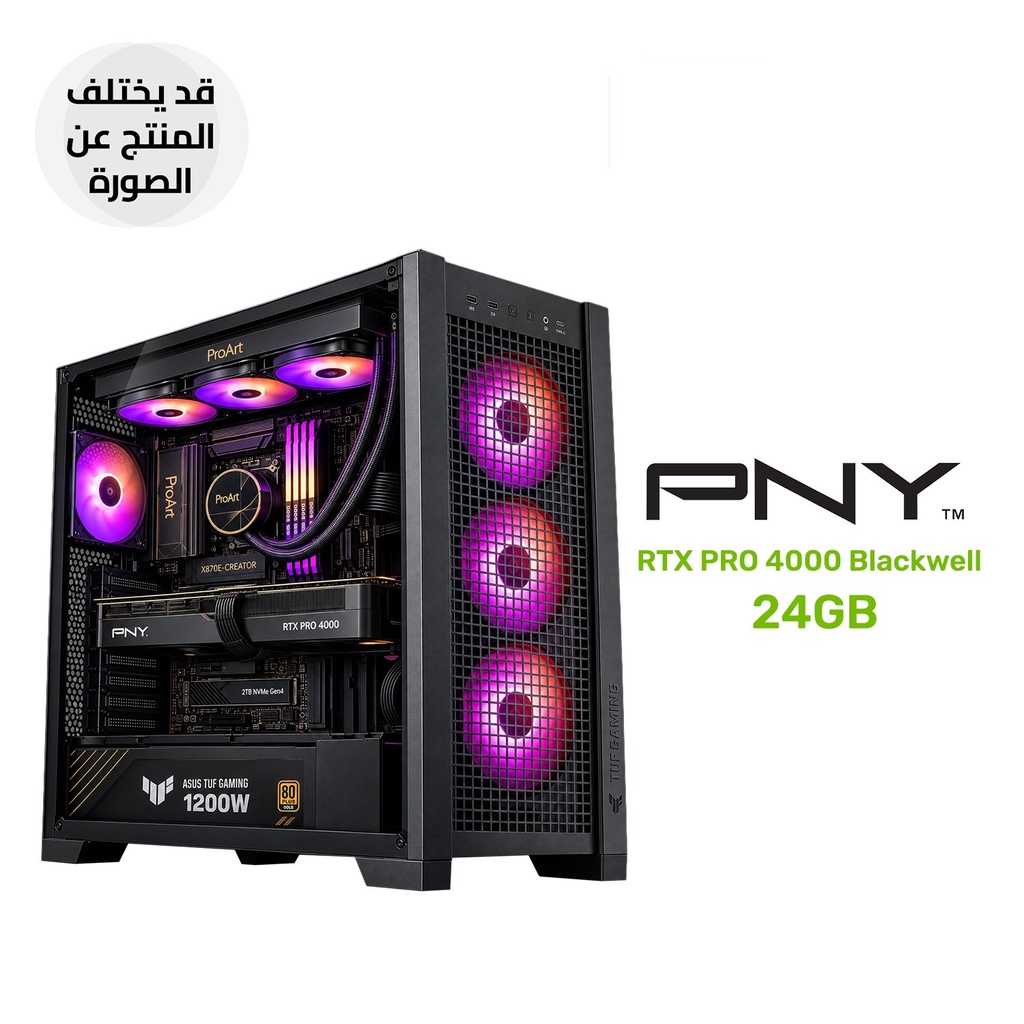 Gaming PC - AMD RYZEN 9-9950X3D,Asus ProArt X870E-Creator Motherboard, 48GB D5 RAM, 2TB SSD NVMe, PNY NVIDIA RTX PRO 4000 Blackwell 24GB, Asus ProArt LC 360 Liquid Cooler, ASUS TUF 1200W GOLD, ASUS TUF Gaming GT302 Case 4x ARGB Fans, Win 11 Pro (License)