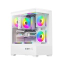 DarkFlash C365 E-ATX Fornt & Left Side Tempered Glass Case With 5 ARGB Fans - White