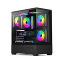 DarkFlash C365 E-ATX Fornt & Left Side Tempered Glass Case With 5 ARGB Fans - Black