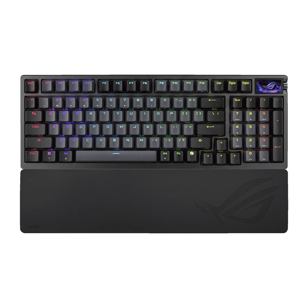 ASUS ROG Azoth 96 HE Wireless Gaming Keyboard, Tenkeyless Size, ROG HFX V2 Magnetic Switches, Featuring an OLED Display, three-way knob, Tri-Mode connectivity, Detachable Silicone Wrist Rests