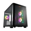 FSP S380 ATX Mid Tower 3D Curved Front & Left Side Tempered Glass Case With 3 ARGB Fans - Black