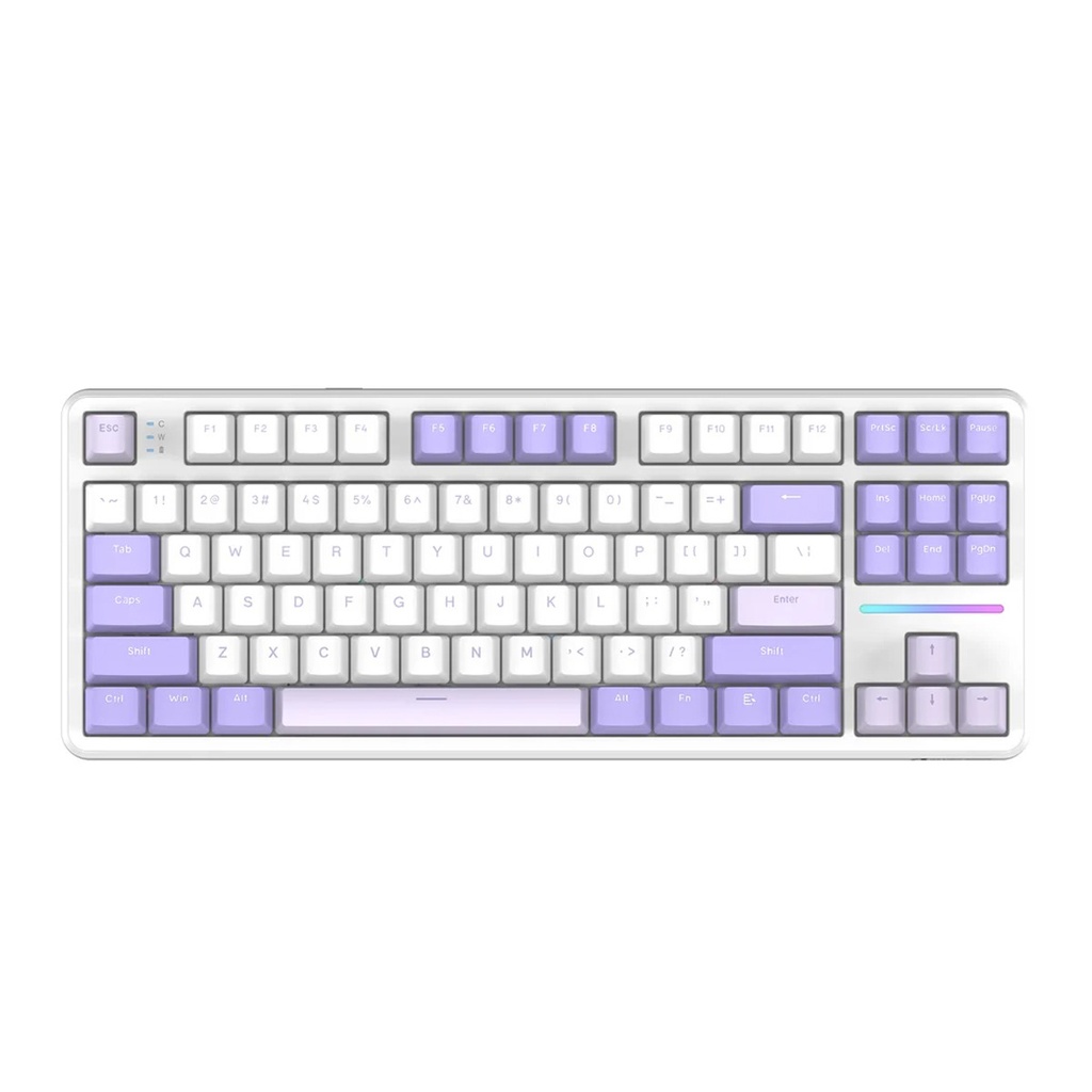 Attack Shark X87 RGB Wired+2.4G & BT Tri-Mode Switch Keybaord RGB backLit, Macro Programmable - Twillight Purple + Strawberry Switch