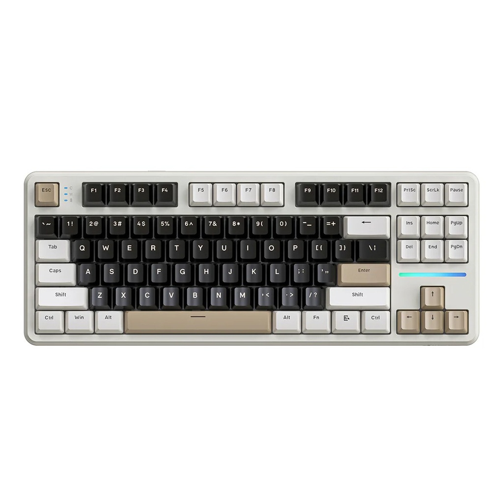 Attack Shark X87 RGB Wired+2.4G & BT Tri-Mode Switch Keybaord RGB backLit, Macro Programmable - Cheez White + Strawberry Swtich
