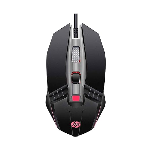 HP M270 Backlit USB Wired Gaming Mouse with 6 Buttons, 4-Speed Customizable 2400 DPI, Ergonomic Design, Breathing LED Lighting, Metal Scroll Wheel, Black