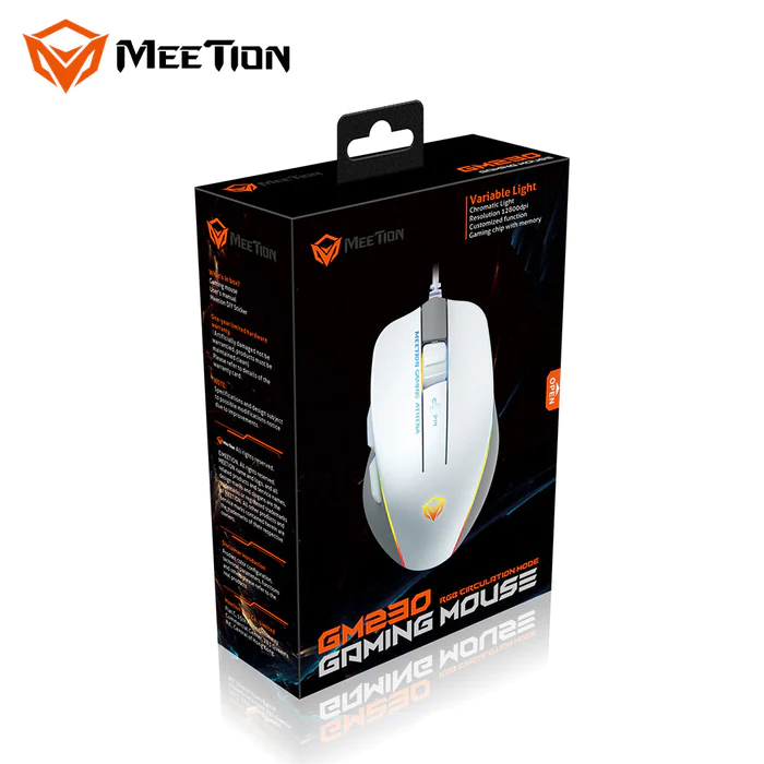 [MGR4U] Meetion GM230 RGB Gaming Mouse 12800 DPI-White (مستعمل)