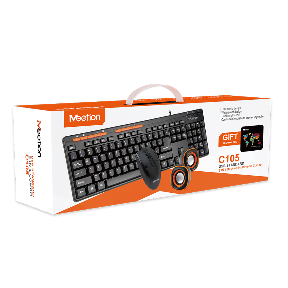 [MWK2N] Meetion wired keyboard and mouse price company - C105 - Black