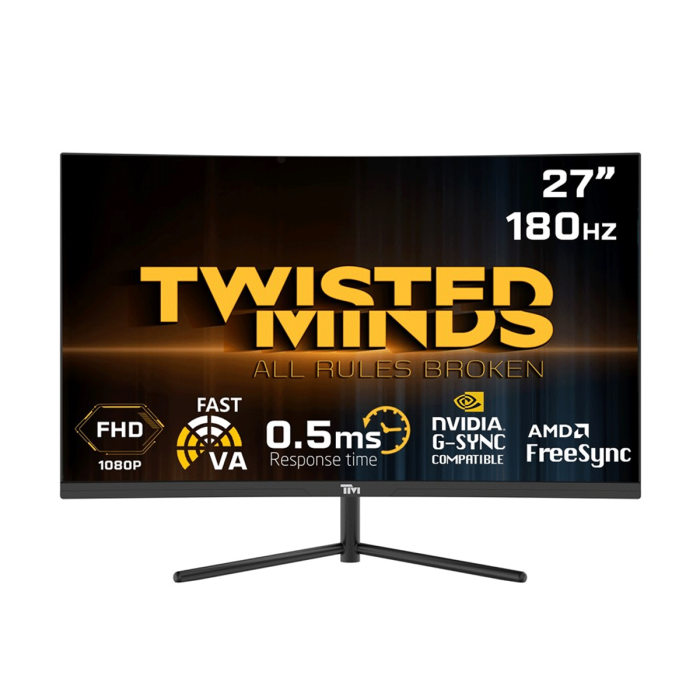 [TM2FN] Twisted Minds 27'‘ FHD VA, 180Hz, 0.5ms, HDMI2.0, HDR Curved Gaming Monitor - Black (مستعمل)
