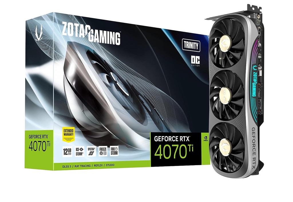[ZGG3U] Zotac Gaming Geforce Rtx 4070 Ti Trinity Oc Zt-D40710J-10P Vd8360 Graphics Board,pci_e_x16,gddr6x,12 GB (مستعمل)