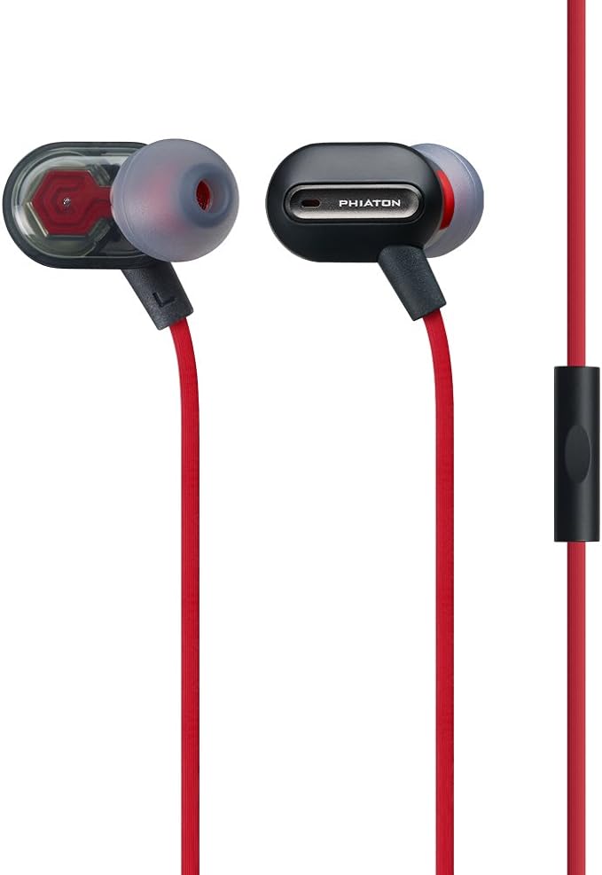 [PM32X] Phiaton MS 300 BA Black Balanced Armature Headphones with Mic – Sound-Isolating Earphones with Rich Audio Quality, Dual-Driver, Headphone Mic, and Inline Remote