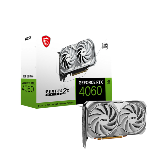 MSI GeForce RTX 4060 Ventus 2X White OC Edition 8GB GDDR6 Graphics Card