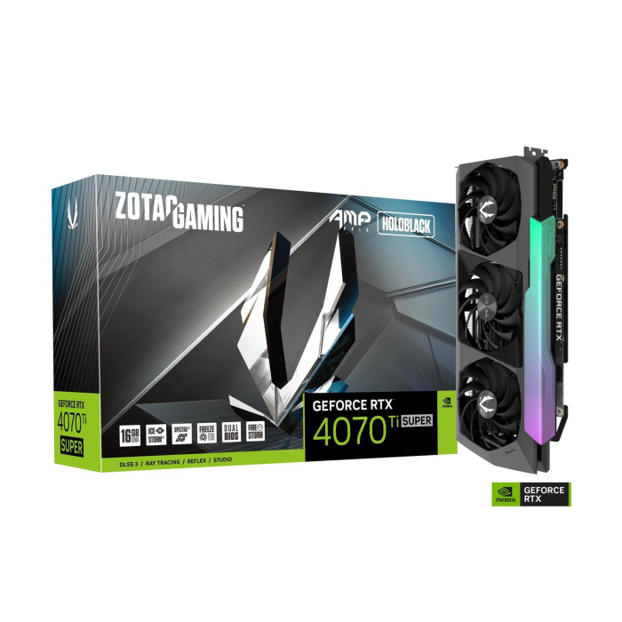 Zotac Gaming GeForce RTX 4070Ti Super AMP Holo Black 16GB GDDR6X Graphics Card