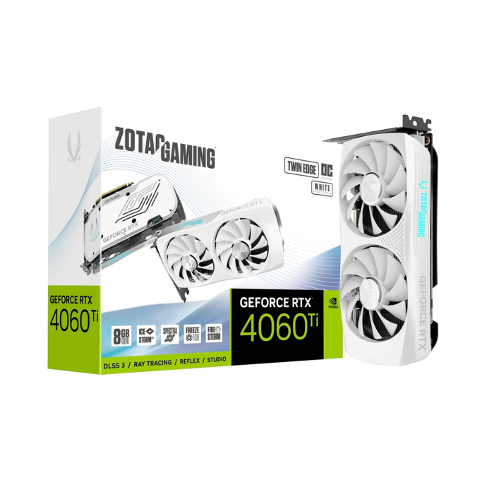 [ZGGTN] Zotac Gaming GeForce RTX 4060 Ti Twin Edge White OC Edition 8GB GDDR6 Graphics Card