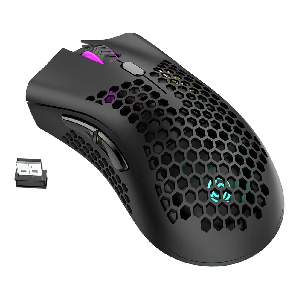 K-Snake BM600 1600 DPI 7-keys Hollow Lightweight Wireless Charging RGB Colorful Gaming Mouse(Wireless BM600 Black)