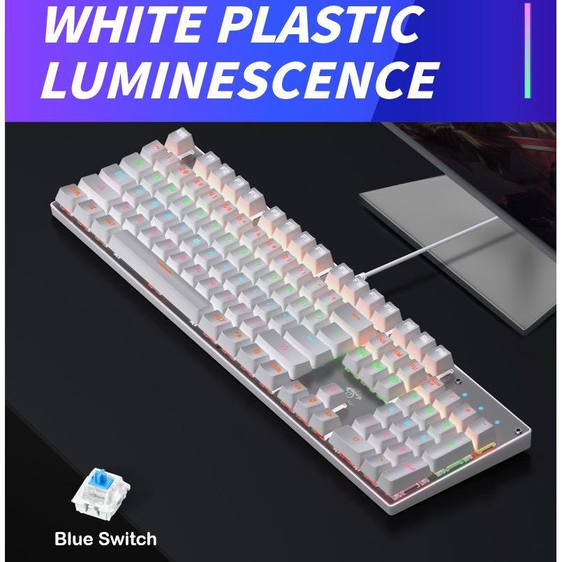[LKRBN] Leaven K880 - RGB Mechanical Gaming Keyboard - Wight - Blue Switch