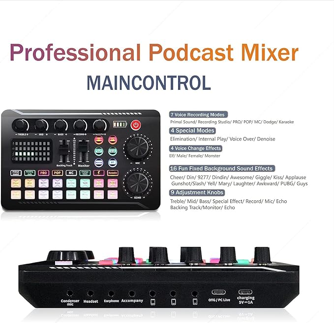 BM-800 Mixer Functions for PC Smartphone Studio Recording & Broadcasting