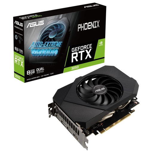 ASUS Phoenix NVIDIA GeForce RTX 3050 Gaming Graphics Card (PCIe 4.0, 8GB GDDR6 Memory, HDMI 2.1, DisplayPort 1.4a, Axial-tech Fan Design, Protective Backplate, Dual Ball Fan Bearings, Auto-Extreme)