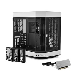 Hyte Y60 Mid Tower Two Panel Front & Left Side Tempered Glass Case with 3 Fans - Black/White