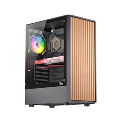 Twisted Minds WoodX Series ATX Mid Tower Gaming Case - Black (4 ARGB Fans Included)