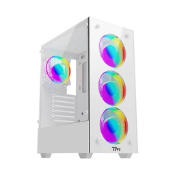 Twisted Minds Nova Series ATX Mid Tower Gaming Case - White (4 ARGB Fans Included)