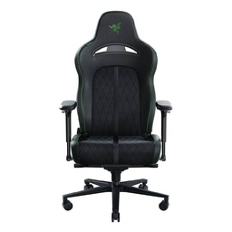 Razer Enki Pro Gaming Chair Integrated Lumbar Support Leather Foam Padding Head Cushion Height Adjustable-Green/Black