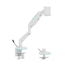 Gamertek Pivot Single RGB Monitor Arm, (Fit Screen Size 17" - 49") - White