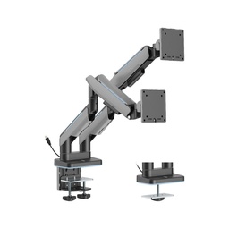 Gamertek Pivot Dual RGB Monitor Arm, (Fit Screen Size 17" - 35") - Black