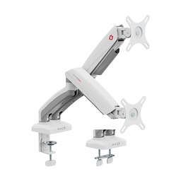 GAMEON Mechanical Spring Dual Monitor Arm For Gaming & Office Use (17" - 32") Flat & Curve Monitor Arm Upto 9 Kg-White