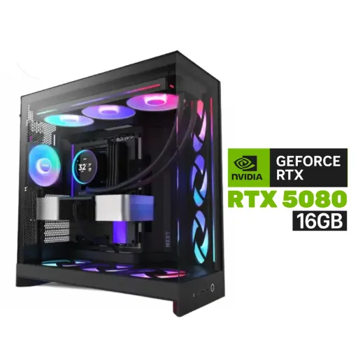Gaming PC - Intel Core i9-14900KF Processor, ASUS Prime Z790-P WiFi Motherboard, 32GB RAM DDR5, 2TB SSD NVMe, RTX 5080 16GB VGA, 1000 WATT GOLD PSU, L360 Liquid Cooler, NZXT H9 Flow RGB+ Large Dual-Chamber ATX Mid-Tower, Windows 11 Pro (License)