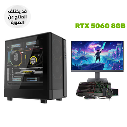 Gaming PC - AMD Ryzen 5-9600X, B650 Motherboard, 16GB RAM D5, 1TB SSD NVMe, RTX 5060 8GB, 750 WATT PSU, Darkflash DB330M M-ATX Case 3x Fans, Win 11 Pro (License) + Lenovo LOQ 24-10 Monitor FHD 200Hz 0.5ms HDMI 2.1 +SharX Jaws JS4X1 4-In-1 Gaming Bundle